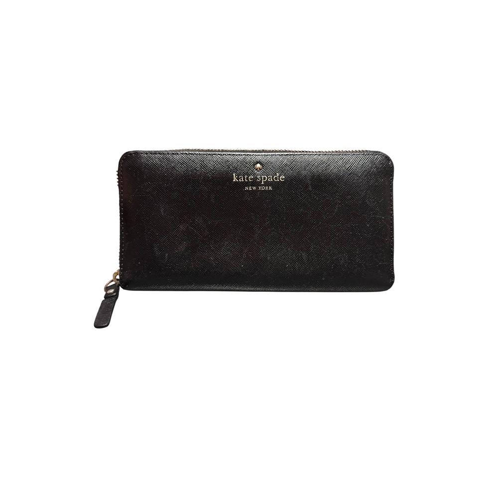 Kate Spade New York Black Saffiano Leather Zip Around Continental Wallet